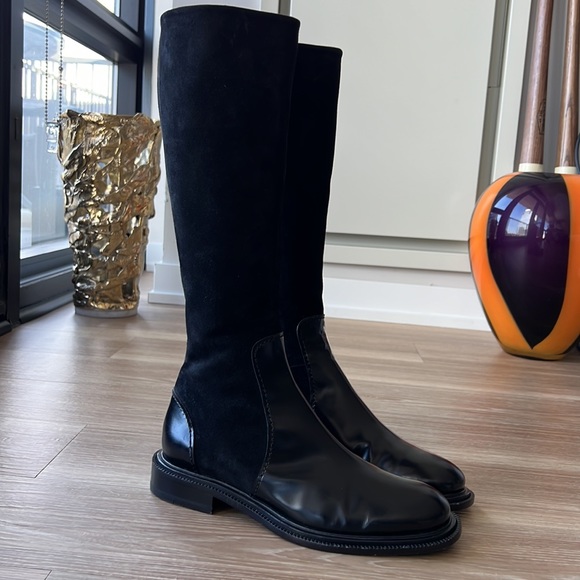 Jill Sander made in Italy leather & suede trim 8M(38) black riding boots - Picture 8 of 16